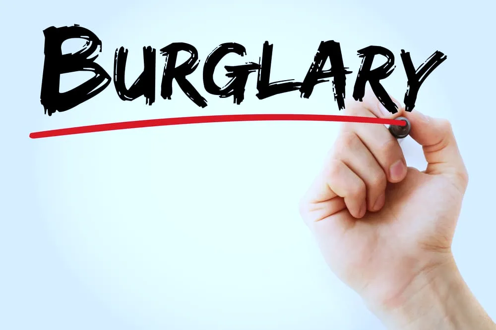 Hand writing Burglary with marker