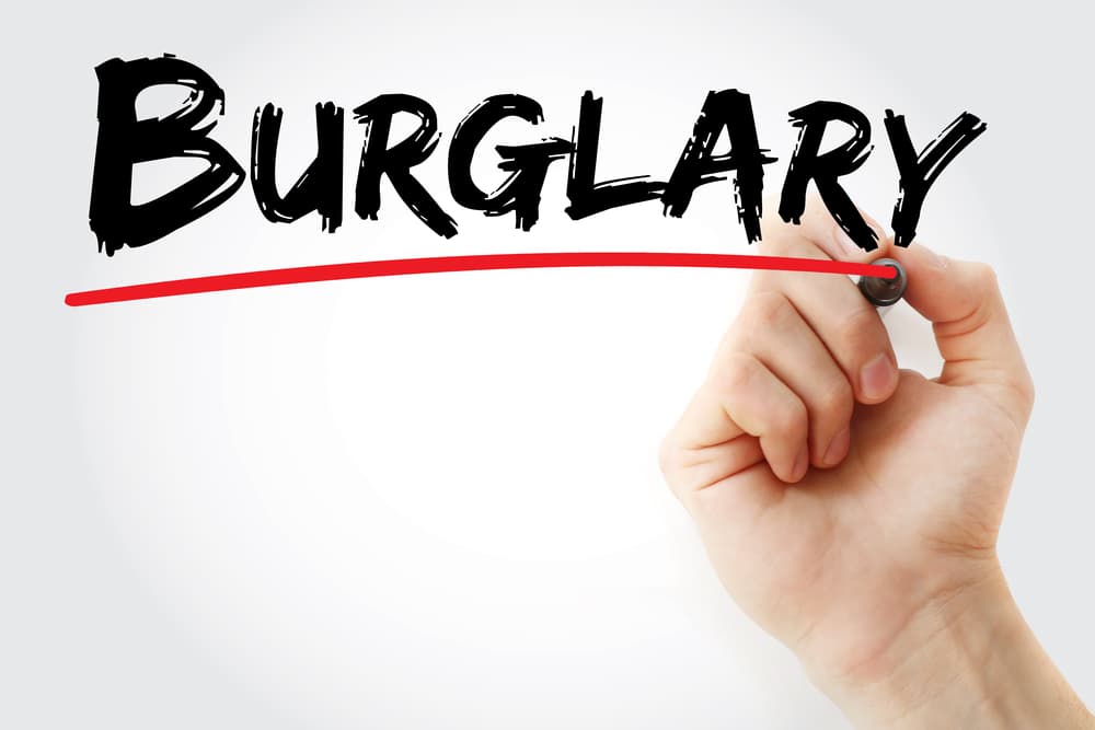 Hand writing Burglary with marker